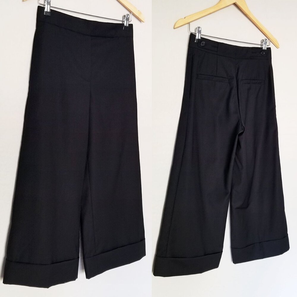 COS Wide-Leg Cropped Trousers in Black